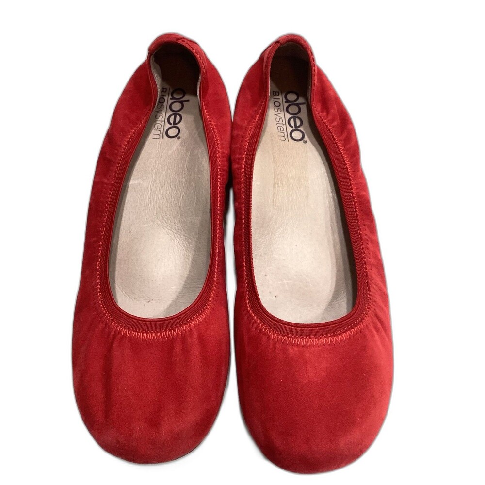 Obeo Tia Bio System Red Suede Leather Ballet Flats Womens 9.5M Comfort Orthotic